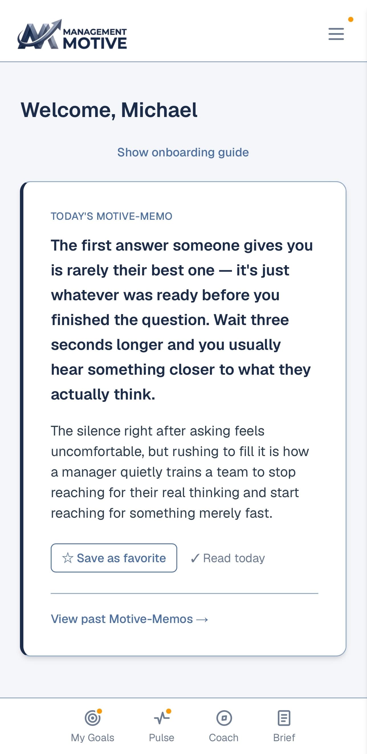 Motive-Memo — Management-grounded wisdom, applied every day, building real management thinking